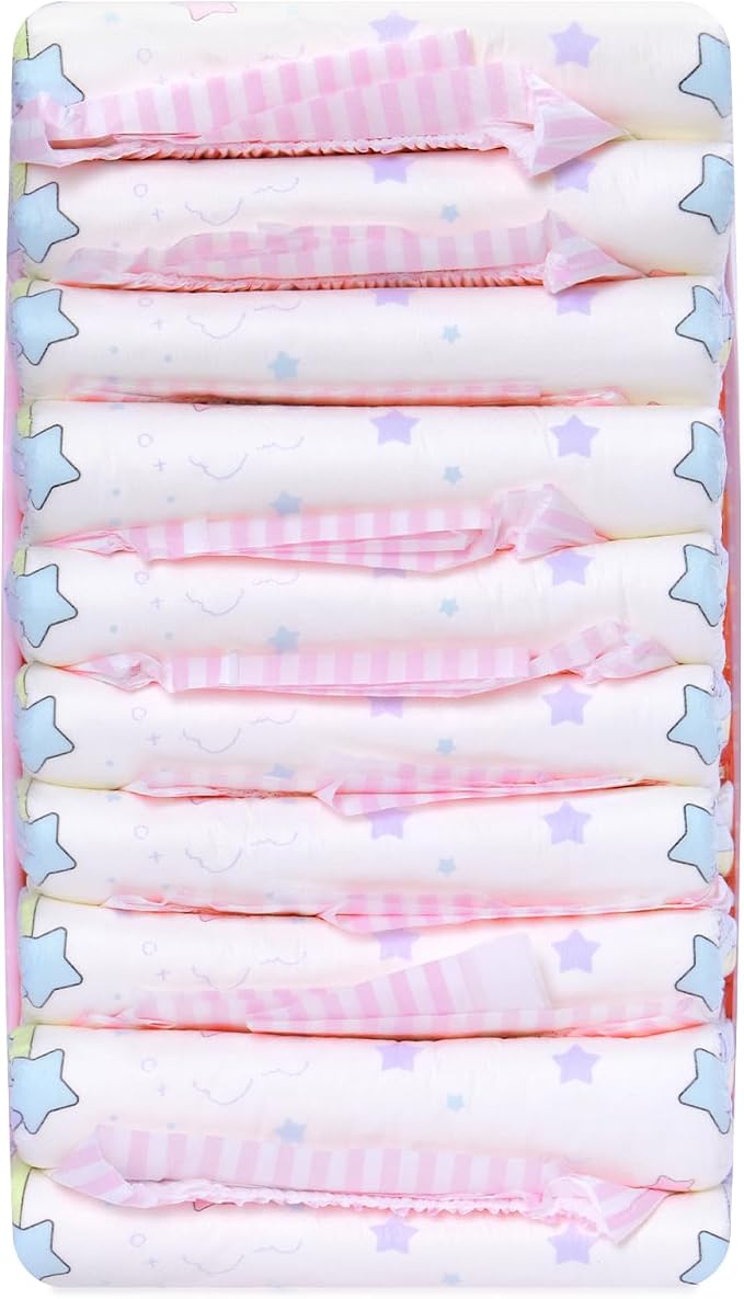 LittleForBig Ultra Absorbent 7000 mL Adjustable Hook-and-Loop Fastener Closure Adult Printed Cloth Back Diaper 10 Pieces - Fairy Littles in Dreamland (X-Large 48"-56")