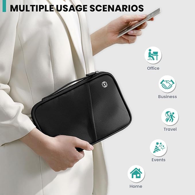 Passport Holder Travel Wallet, White | RFID Blocking, Waterproof, Multiple Compartments, Multiple Compartments, For Men and Women