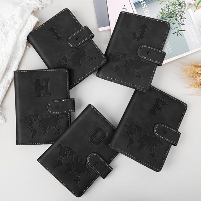 Passport Holder for Travel Essentials Personalized Initial Wallets | Embossed Letter A-Z Design, RFID Blocking, Passport Cover, Passport Book Holders, Men Women, Personalized Gifts, Black-I