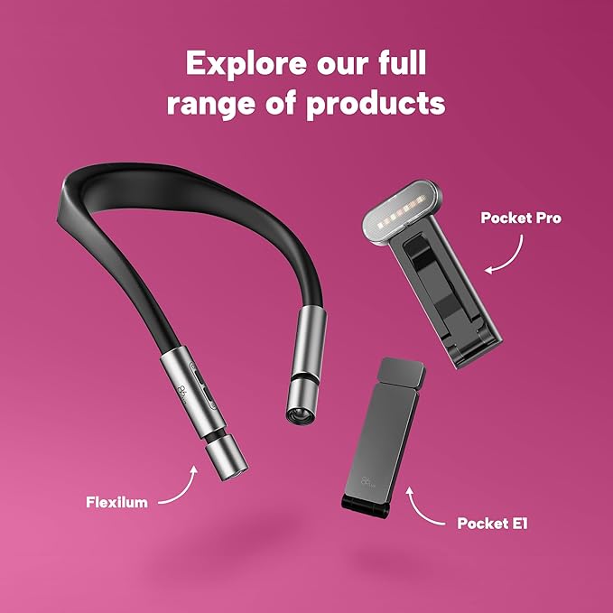 86lux Book Light, Rechargeable Reading Lights for Books in Bed, Ultralight Clip-on LED Bookmark Lamp with 3 Amber Colors & Stepless Dimming for Night Reading for Book Lovers, Kids, Hot Pink