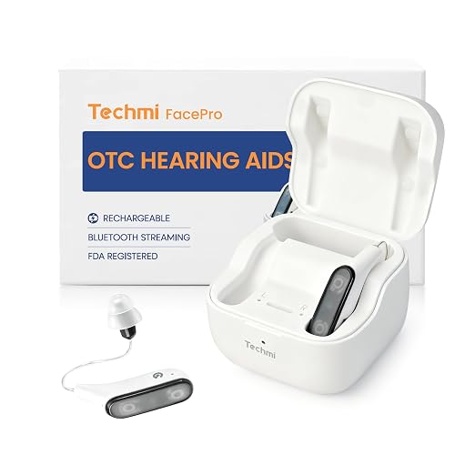FacePro OTC Hearing Aids with Bluetooth for Seniors and Adults | Rechargeable Hearing Aids with App Control, Noise Reduction and 25H Battery for Daily Conversations and Calls