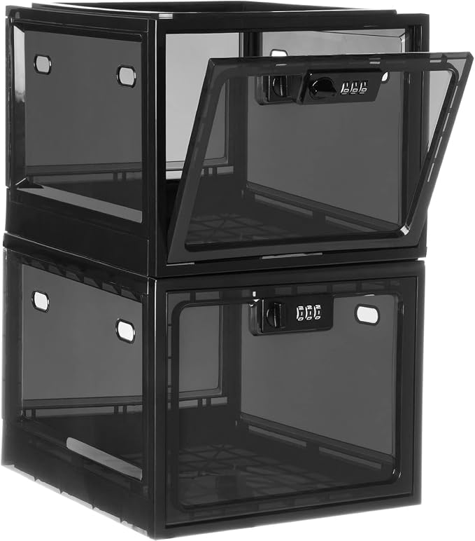 Medicine Lock Box for Safe Medication, 10L Lockable Storage Box for Fridge/Snacks Food, Phone Lock Boxes with Combination Code for Home/Dorms/Office Storage (1, Black)