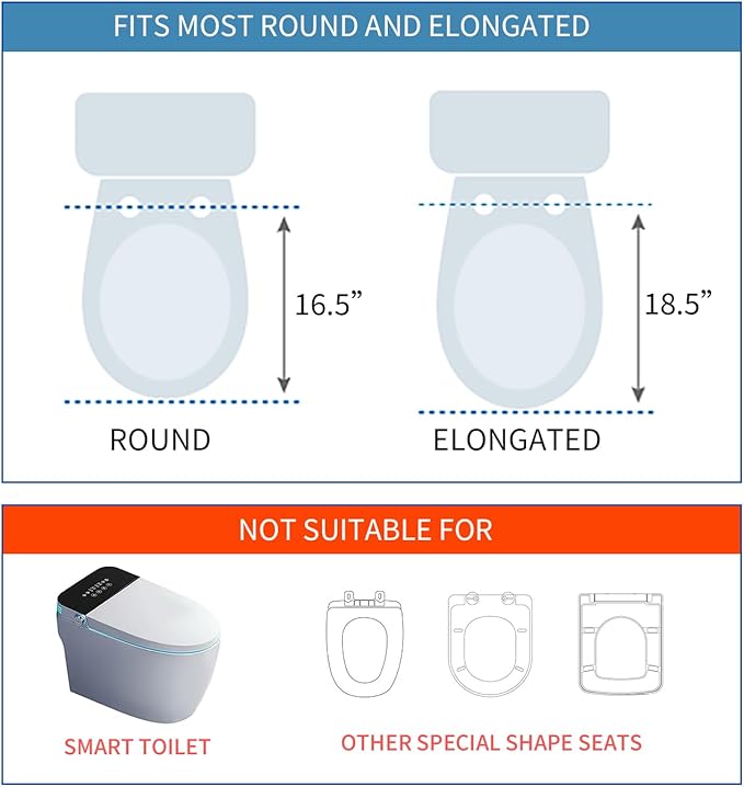 Toilet Seat Cushion Toilet Seat Riser with 2-inch High-Density Foam Performance Microfiber Fabric-Suitable for Standard,Elongated Toilets Bedside Commode(Dark Blue)