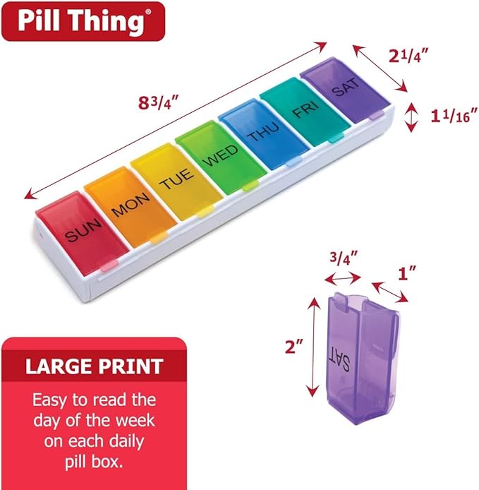 7 Times a Day Weekly Pill Box Organizer Case, Secure 7X Pillbox with Medication Schedule (997-389 Combo)