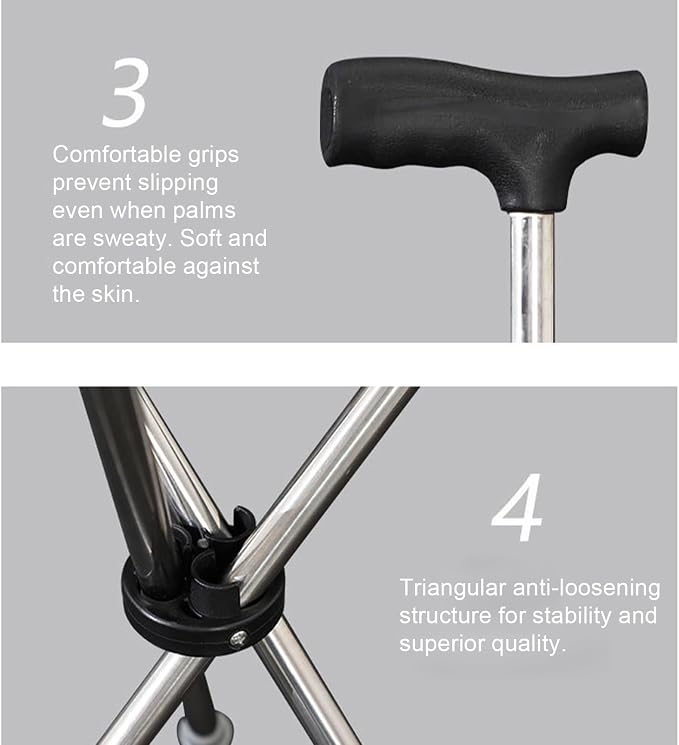 Folding Cane with Seat, Walking Sticks Seat for Seniors | Ergonomic Support Crutch Stool Mobility Aids for Outdoor Trip Park Visit Travel Climbing Hiking Picnic