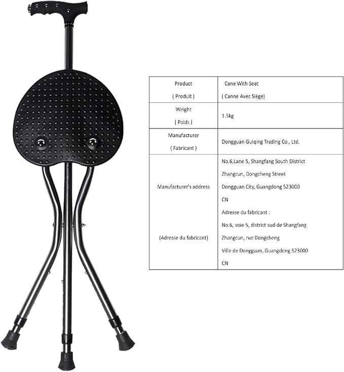 Hold 440 lbs Folding Canes with Seat Walking Stick Height Adjustment Cane Seat Capacity Frosted Handle with Magnetic Therapy Stone Crutches Stool