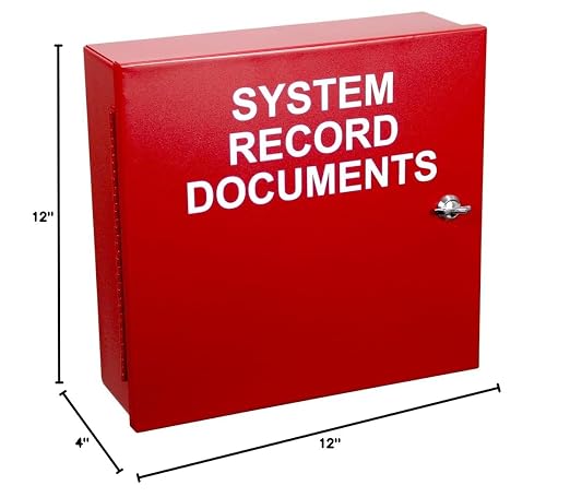 Safety Technology International, Inc. EM1212DOC, System Record Documents Enclosure, Metal, Thumb Lock, 12 in x 12 in,Red