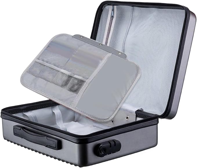 Fireproof Document Box Secure Storage Hard Shell Container Organizer Bag for Professionals Certificates, Gray