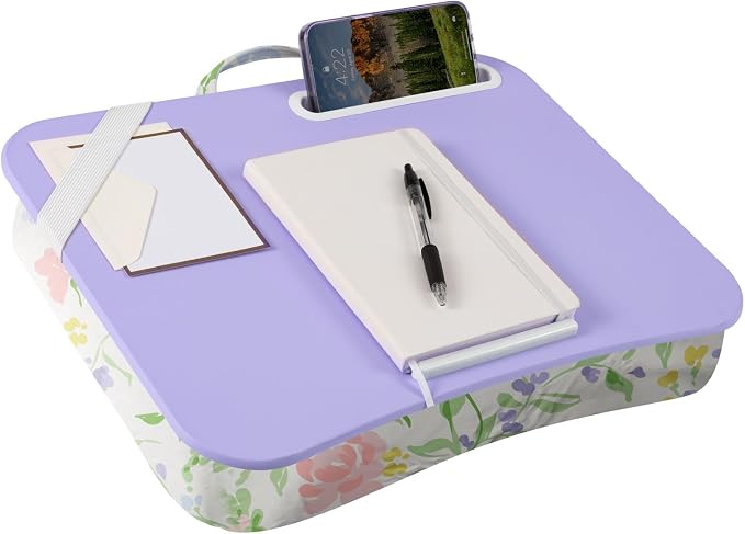 LAPGEAR Designer Lap Desk – Purple Flower, Fits 15.6" Laptops