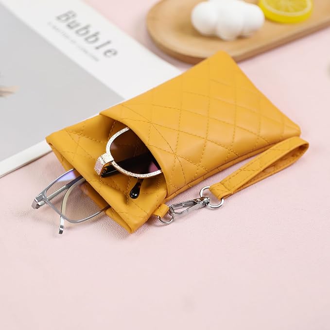 Double Eyeglass Case Soft Dual Glasses Case for Women Men Travel Squeeze Top Sunglasses Cases Eyeglasses Pouch