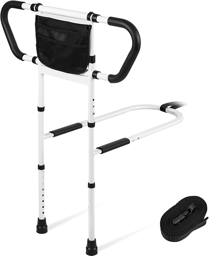 Klvied Bed Rails for Elderly Adults Safety, Bed Side Rails with Non-Slip Handles, Adjustable Bed Cane with Motion Light and Storage Bag, 400LB Gravity Capacity