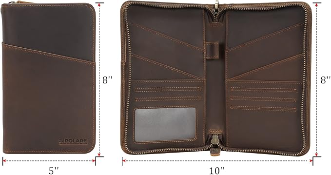 Polare Full Grain Leather Passport Holder Cover Case for Men and Women RFID Blocking Family Travel Wallet Holds 6 Passports (Dark Brown)
