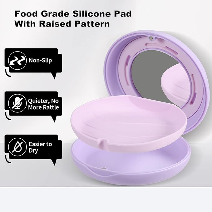 Retainer Case with Mirror and Adjustable Vent Holes, Retainer Holder Compatible with Invisalign, Mouth Guard, Aligner Case, With Aligner Remover Tool, Chew & Brush