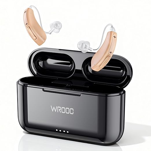 Harmony10 Rechargeable Hearing Aids for Seniors & Adults – Advanced Multi-Channel Digital BTE Hearing Device with Charging Case, Auto-On/Off, Clear Sound Quality, and Tinnitus Masking