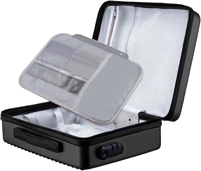 Fireproof Document Box Secure Storage Waterproof Briefcase files Organizer Bag Hard Container Case for Contracts Outdoor, Black