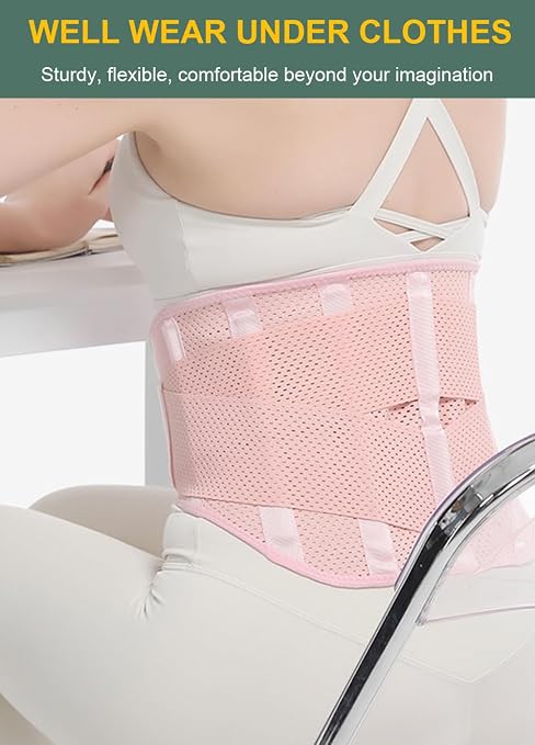 Lightweight Back Brace for Lower Back Pain Women Men, Adjustable Lumbar Support Waist Support Brace for Women Lower Back Pain Relief Products, Hip Belt Waist Belt Sciatic Nerve Brace for Women Men (Pink, Medium)