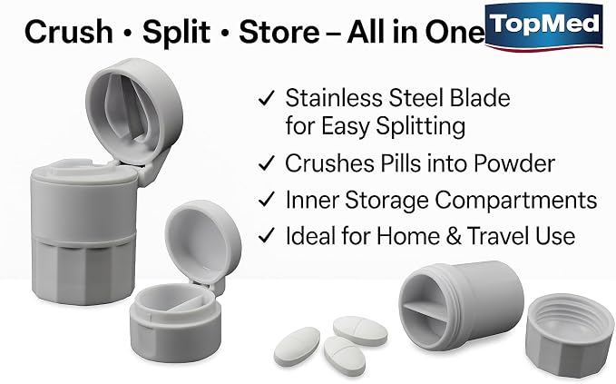 TOP Med Pill Grinder, Pill Box and Splitter 1 Count