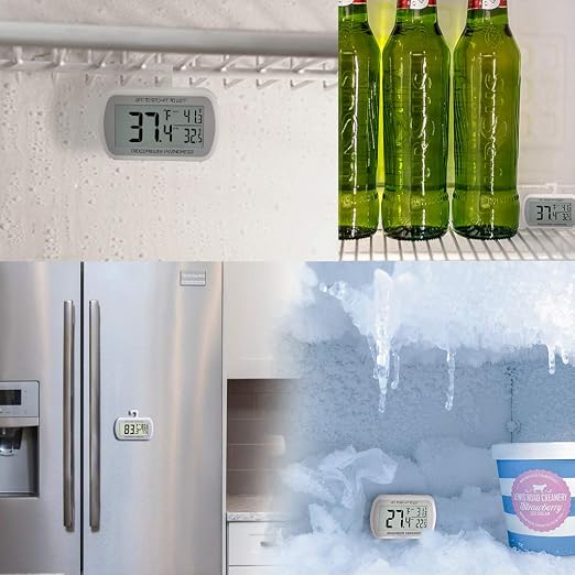 AEVETE Waterproof Digital Refrigerator Thermometer Large LCD, Freezer Room Thermometer with Magnetic Back, No Frills Easy to Read | Fridge freezer room thermometer with magnetic Back, no Frills easy to read