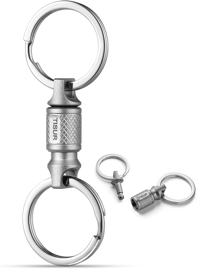 TISUR Titanium Quick Release Keychain,Detachable Pull Apart Key Chain Rings