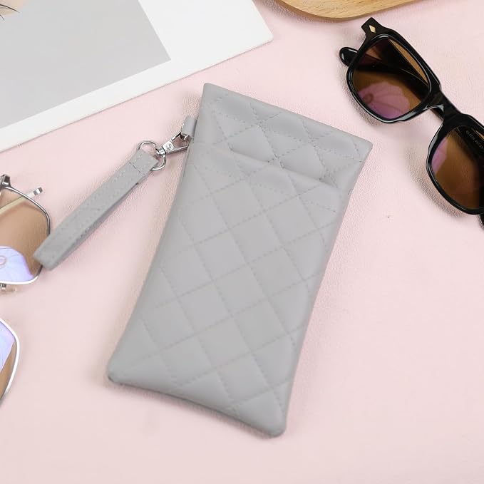 Double Eyeglass Case Soft Dual Glasses Case for Women Men Travel Squeeze Top Sunglasses Cases Eyeglasses Pouch
