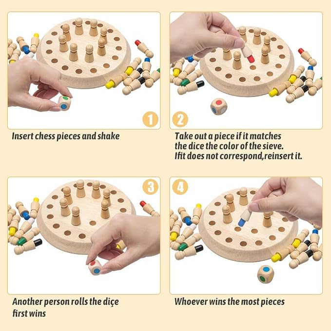 Montessori Material Memory Chess Match Game Small Cylinder Socket Stacking Sorting Sensorial Material for Kids