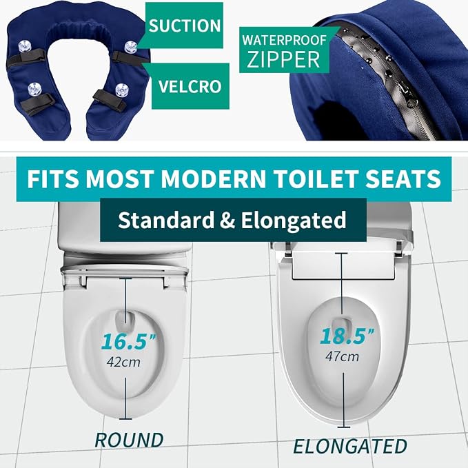 Raised Toilet Seat Cushion – High-Density Foam Booster Pad for Elderly, Seniors, Disabled – Toilet Riser for Standard & Elongated Toilets – Commode Seat Cushion Non-Slip & Easy to Clean (2 inches)
