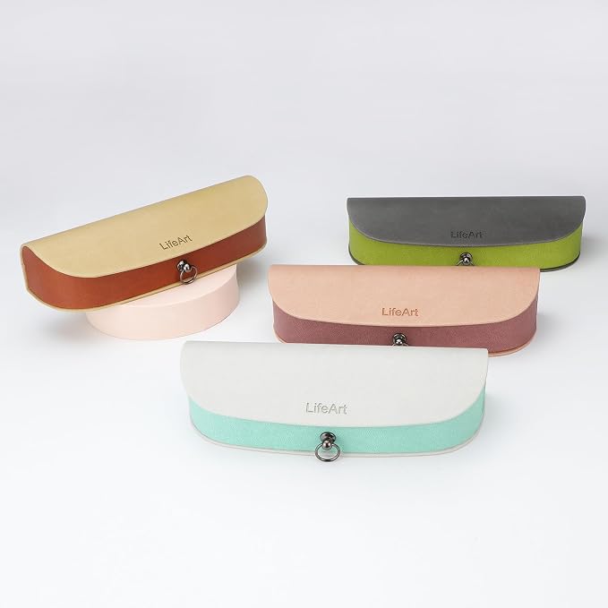 LifeArt Eyeglass Case Hard Shell, Portable Sunglass Case, Fashionable PU Leather Eyeglass Case, Lightweight