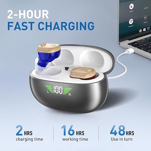 Scian Upgraded Rechargeable Hearing Aids for Seniors - Noise Cancelling, 16-Channel Digital Chip & Portable Charging Case, Invisible OTC Hearing Aid for Adults in Everyday Conversations & Noisy Environments