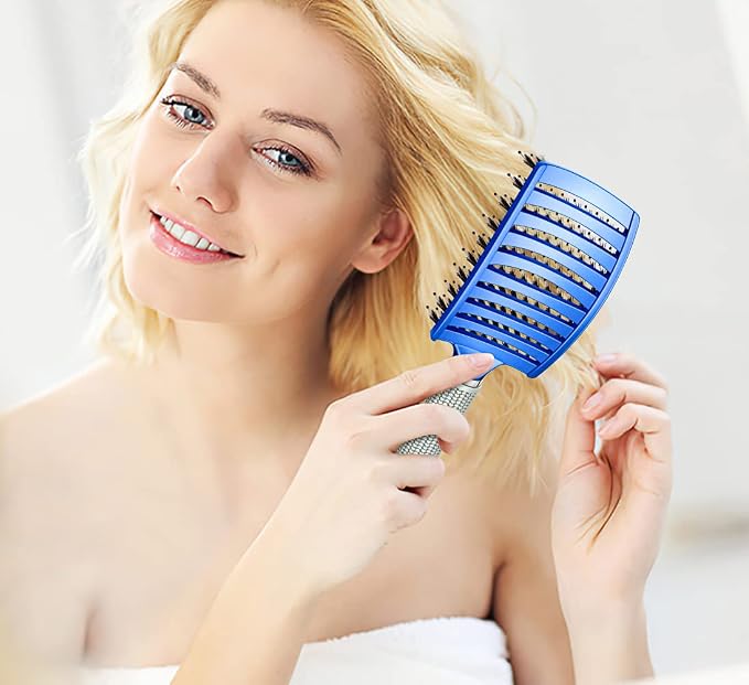 Detangling Brush for Women & Kids, Wet & Dry Hair, All Hair Types | Less pulling & breakage, Boar bristles tame frizz & add shine, Vents for faster blow-drying, Lightweight 4 oz, Non-slip grip