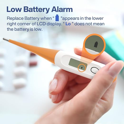 Boncare Digital Thermometer for Adults, Kids & Babies, Orange | Accurate & Safe Oral and Rectal Thermometer with 10-Second Reading and Fever Alarm