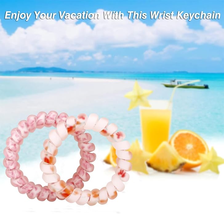 BIHRTC Stretchable Wristband Wristlet Keychain Elastic Coil Spring Spiral Key Chain for Gym Pool Sauna Outdoor Activities