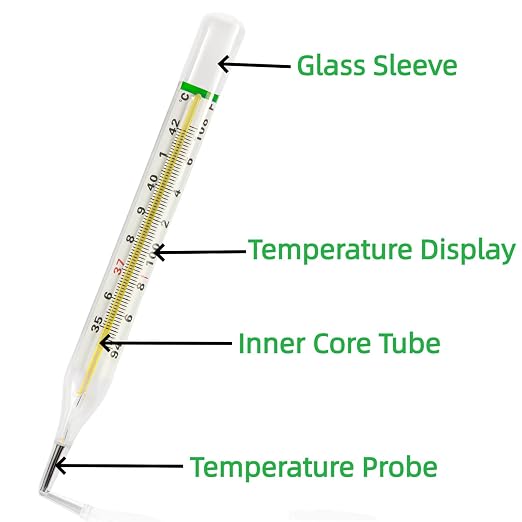 ℃&℉ Mercury Free Thermometer for Armpit 2PCS - Clinical Glass Temperature Test for Fever -Classic Non Digital Thermometer for Adults - Accurate Easy Reading by HARIKA LIFE