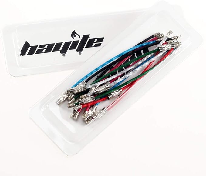 Key Rings Pack of 12 (Cable length: 6 inches) Wire Cable Keychains | Stainless Steel Lock Heavy Duty Luggage Tags Loops Keepers 2mm Twist Barrel