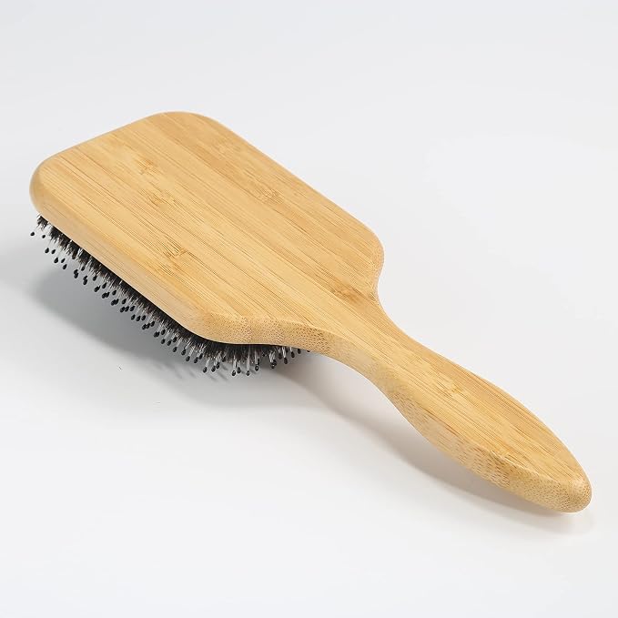 BESTOOL Hair Brush, Boar & Nylon Bristle Brush for All (Women, Men, Kids) Wet/Dry Hair, Massaging Detangling, Enhance Shine & Health (Square, Black)