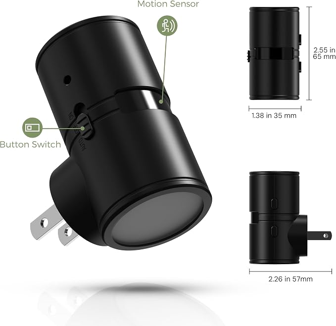 L LOHAS LED Motion Sensor Night Light, Mini Motion Activated Night Lights Plug into Wall, Rotating Motion Sensor Light Indoor, Amber-3000K-5000K, 10%-50%-100% Lumen, Hallway Bedroom Stairway, 4 Pack