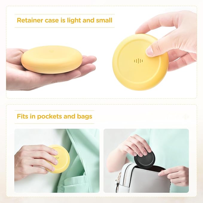 2 Pack Retainer Case Ultra-slim Aligner Case with Vent Holes Removable Inner Tray Silicone for Easy Cleaning (2Pack Yellow Green)