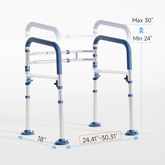 Toilet Safety Rails for Seniors,Height-Adjustable Toilet Frame Width-Adjustable Toilet Handles Toilet Rail Provides Support for Seniors , Pregnant ,Disabled