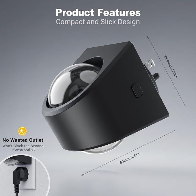 JandCase Night Lights Plug into Wall, 3000K Warm White Projector Night Light, Dusk to Dawn Sensor Night Light Plug in, Dimmable Night Light with Brightness Memory for Bedroom Hallway Stair Nursery