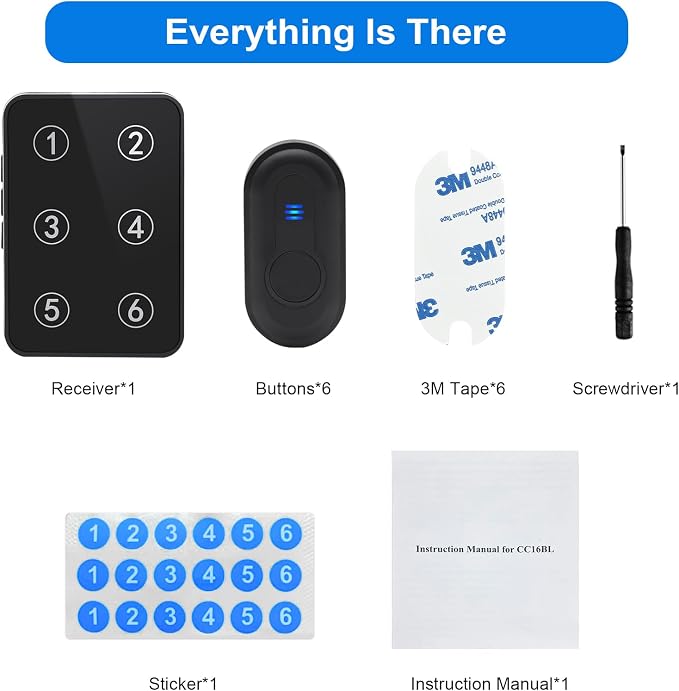Wireless Caregiver Pager Call Button Nurse Call System 500Ft Range with LED Number Display for Elderly/Patient/Disabled at Home/Hospital/Clinic(6 Waterproof Call Button & 1 Receiver)