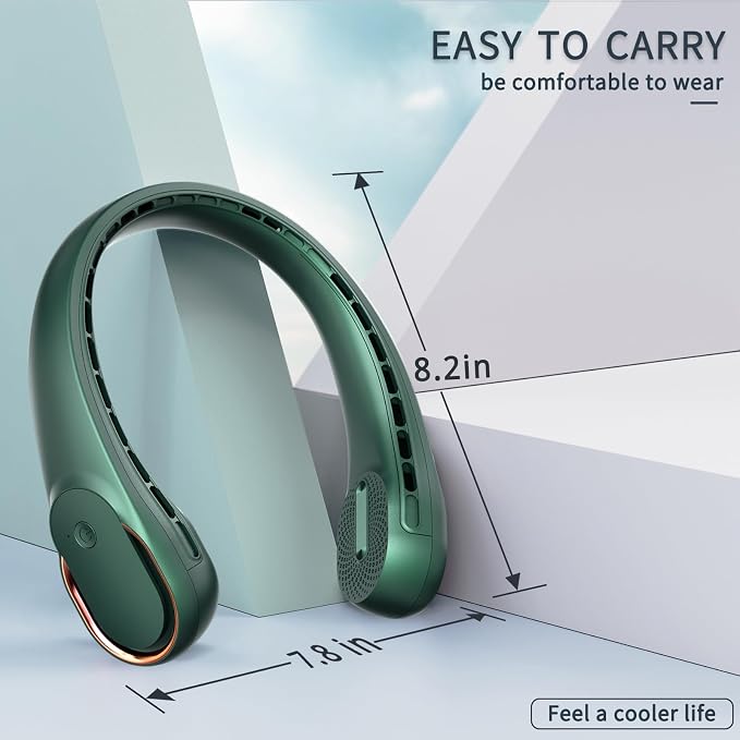ASNUG Neck Fan,Portable Bladeless Neck Fan, USB Rechargeable Personal Fan, 4000 mAh Battery Operated Wearable Fan, 3 Speeds Adjustable,Faster Cooling, Ultra Quiet, Suitable for Home, Office, Sports