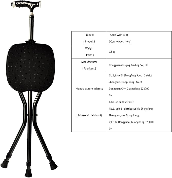 Hold 440 lbs Folding Canes with Seat Walking Stick Height Adjustment Cane Seat Capacity Frosted Handle with Magnetic Therapy Stone Crutches Stool