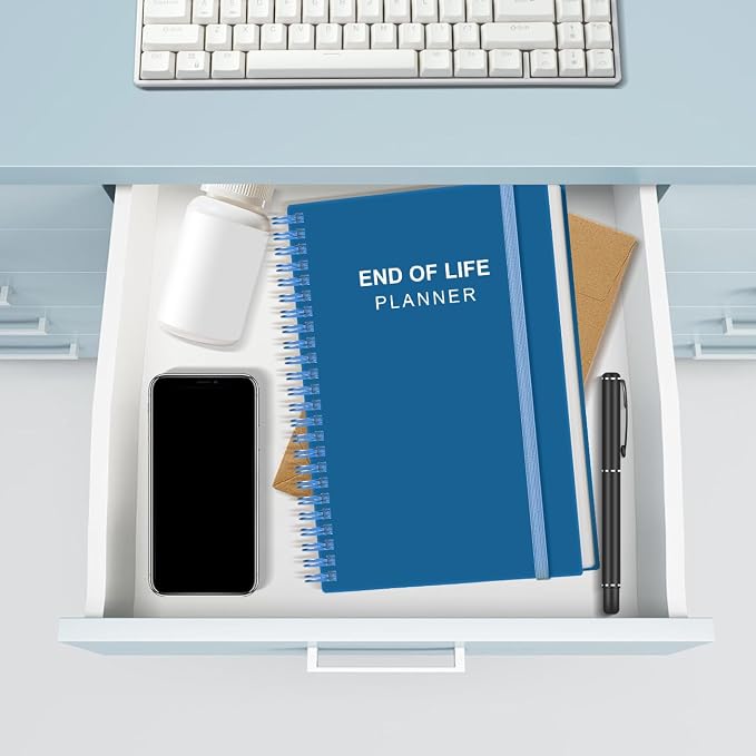 End of Life Planner – Final Arrangements Organizer for Beneficiary, Will Preparation, Last Wishes & Funeral Planning, 5.8" x 8.5", Blue