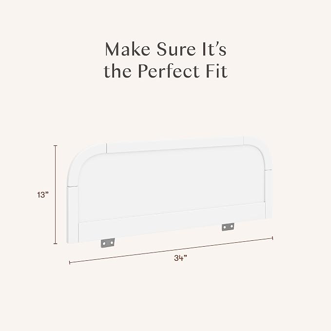 Babyletto Twin/Full Bed Guardrail for Single-Side Use - Removable, Wooden Bed Rail for Toddlers - GREENGUARD Gold Certified Baby Bedside Rail Guard for Safe Sleep - Tools Free Setup - White