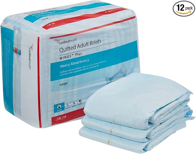 Wings Choice Plus Quilted Briefs, Large, Pack/12