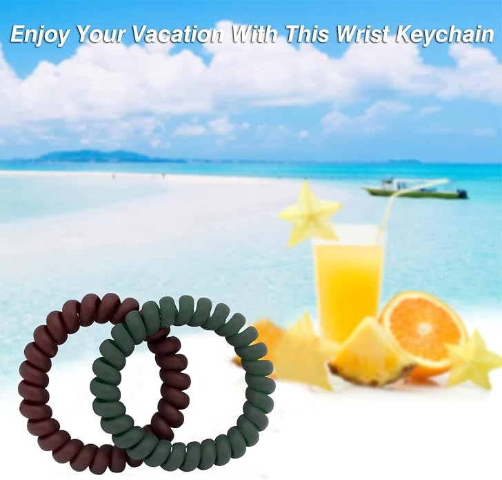 BIHRTC Stretchable Wristband Wristlet Keychain Elastic Coil Spring Spiral Key Chain for Gym Pool Sauna Outdoor Activities