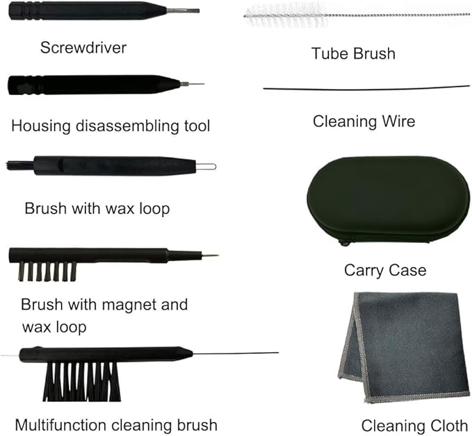 8 Pieces Hearing aid Amplifier Cleaning Tools, Earbuds/Headphones Cleaner Brush Kits with case