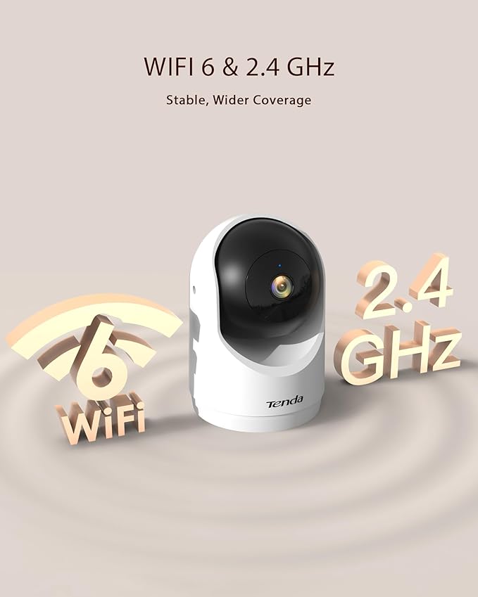 Tenda 2K Indoor Security Camera for Baby Monitor, WiFi 6 Pet/Dog Camera for Home Security, 360° Pan/Tilt, 2-Way Audio, Motion Detection, Night Vision, 24/7 Cloud & SD Card Storage(CP3-V3.0)