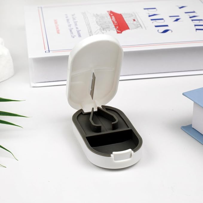 Pill Cutter & Splitter & Organizer – Accurately Cuts, Stores Pills with Detachable V-Shaped Silicone Slot, Portable & Easy to Clean