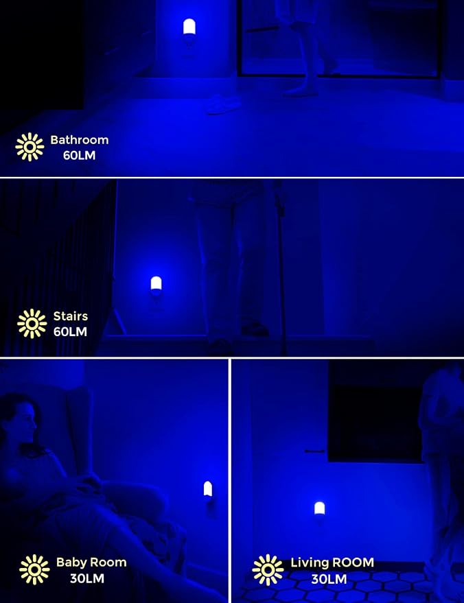 L LOHAS LED Blue Night Light Plug in, Bluey Motion Sensor Night Light,2Pack | Blue LED Night Lights Plug Into Wall, 0.6W 30/60LM, LED Night Lights for Kids Bedroom Independence Day Decorations Home Decor