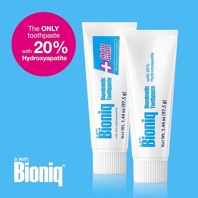 Bioniq Plus Moist Gum Toothpaste with 20% Hydroxyapatite, Fluoride Free Toothpaste, Hydroxyapatite Clinically Tested, Expert Enamel Care with Mint Flavor I 3.44 oz 3 Pack Family Value Size